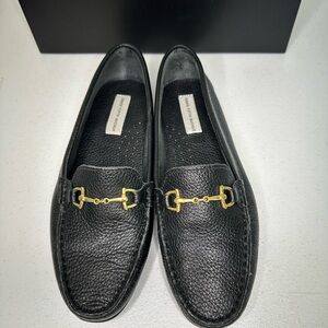 Saks Fifth Avenue Black Loafers with Gold Detail
